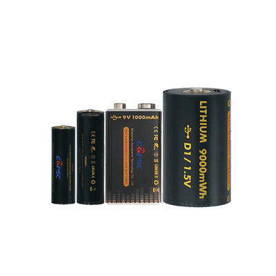 1.5V batteria ricaricabile agli ioni di litio USB da 6000 mwh a 9000 mwh